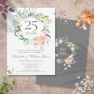 Rosen-Girlande zum 25. silbernen Hochzeitstag Einladung