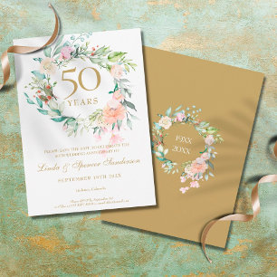 Rosen-Girlande zum 50. goldenen Hochzeitstag Save The Date