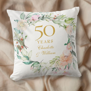 Rosen-Girlande zum 50. Hochzeitstag Kissen