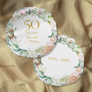 Rosen-Girlande zum 50. Hochzeitstag  Rundes Kissen
