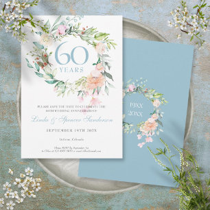 Rosen-Girlande zum 60. Hochzeitstag - Datum vormer Save The Date