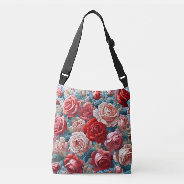 Rosen Glasmalerei-Design Handtasche (Vorderseite)