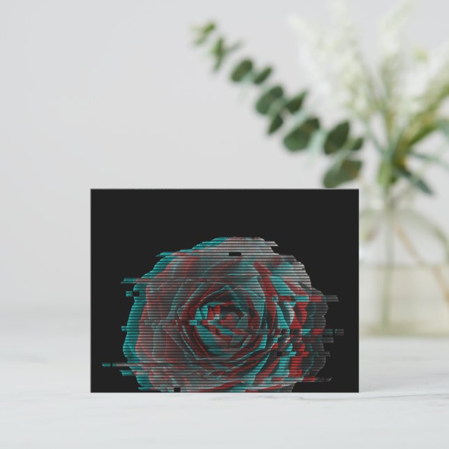 Rosen-Glitch Postkarte (Stehend Vorderseite)