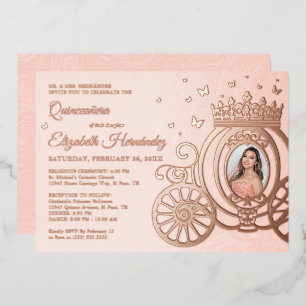 Rosen Gold Blink Rosa Quinceanera Princess Foto Folieneinladung