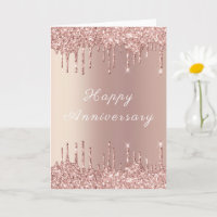 Rosen Gold Blush Glitzer Funkelnd Jubiläumskarte