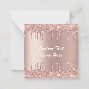 Rosen Gold Blush Glitzer Ihre Textnamenskarte Mitteilungskarte