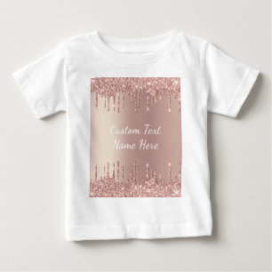 Rosen Gold Blush Glitzer Tropfen Baby T - Shirt + 