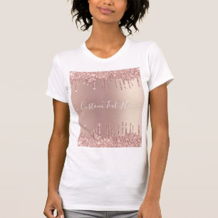 Rosen Gold Blush Glitzer Tropfen T - Shirt Benutze