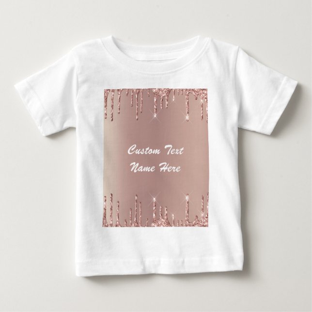 Rosen Gold Blush Glitzer Tropfen Text Baby T - Shi Baby T-shirt (Vorderseite)