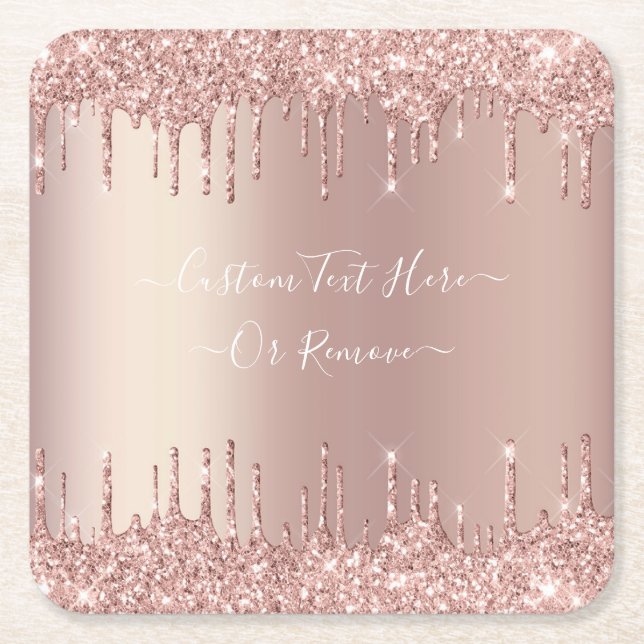 Rosen Gold Blush Glitzer Untersetzer für benutzerd (Vorderseite)