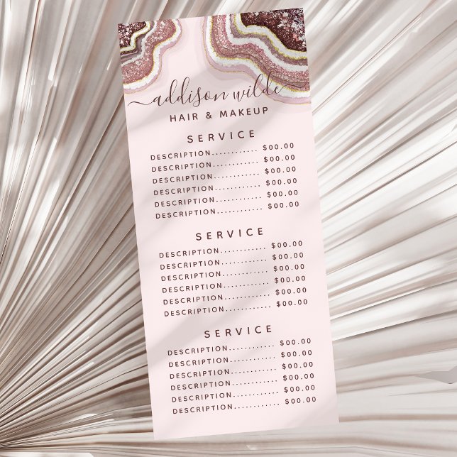 Rosen Gold Blush Pink Glitzer Agate Geode Werbekarte (Von Creator hochgeladen)