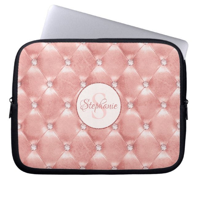 Rosen Gold Blush Pink Padding Kristall Laptopschutzhülle (Vorderseite)