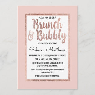 Rosen Gold Blütenrot Rosa Brunch Bubbly Einladung