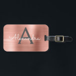 Rosen-Gold gebürsteter Metallmonogramm-Name und Gepäckanhänger<br><div class="desc">Rosen-Gold} erröten rosa gebürsteter Metallfolien-Monogramm-Name und Anfangsgepäck-Umbau. Dieser Taschenumbau ist für zurück zu Schule,  Arbeit oder das Reisen perfekt.</div>