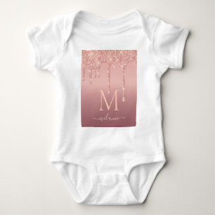 Rosen Gold Glitzer Baby Bodysuit Benutzerdefiniert Strampler