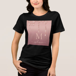 Rosen Gold Glitzer Ihr Letter Name Personalisiert Tri-Blend Shirt