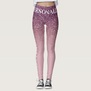 Rosen Gold Glitzer, Ihren Namen oder Text benutzer Leggings