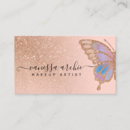 Rosen Gold Glitzer Rainbow Buttefly Logo Business  Visitenkarte