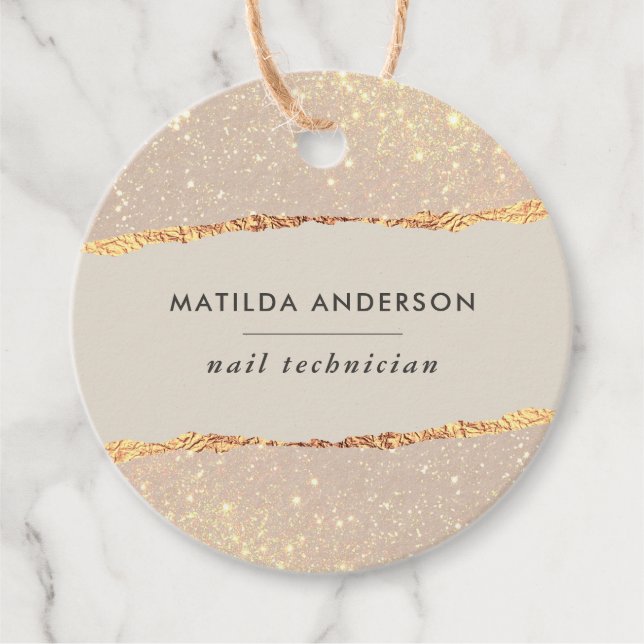 Rosen gold Glitzer rosa modernes, elegantes Budget Geschenkanhänger (Vorderseite)