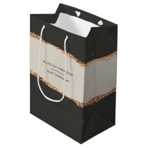 Rosen gold Glitzer Schwarz Modernes, elegantes Bud Mittlere Geschenktüte