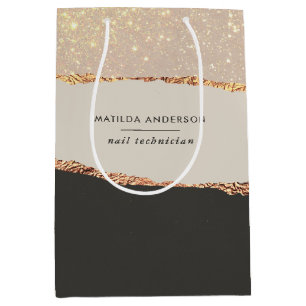 Rosen gold Glitzer Schwarz Modernes, elegantes Bud Mittlere Geschenktüte