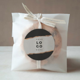 Rosen gold Glitzer Schwarz Modernes, elegantes Bud Runder Aufkleber