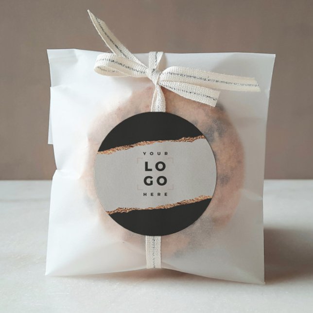 Rosen gold Glitzer Schwarz Modernes, elegantes Bud Runder Aufkleber (Von Creator hochgeladen)