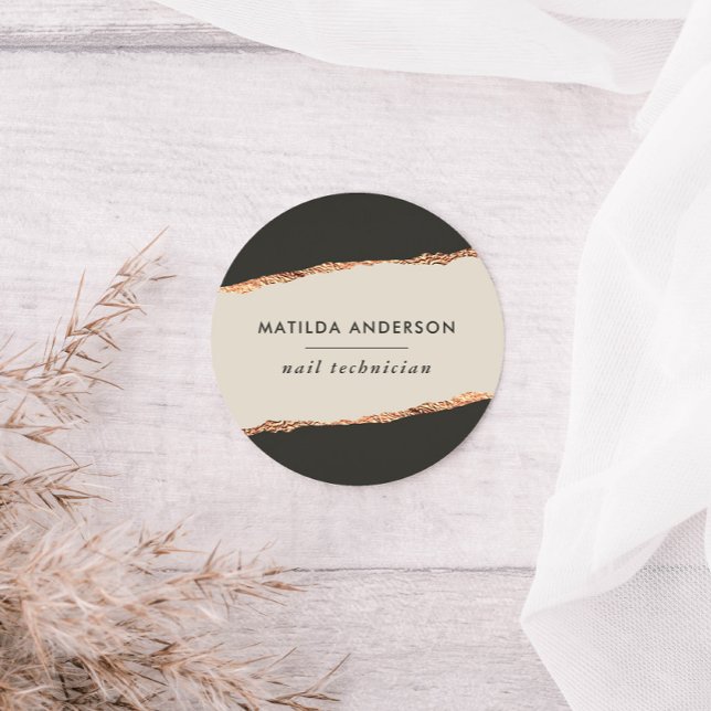 Rosen gold Glitzer Schwarz Modernes, elegantes Bud Runder Aufkleber (Von Creator hochgeladen)