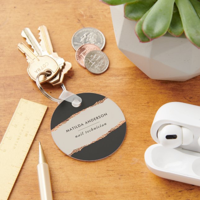 Rosen gold Glitzer Schwarz Modernes, elegantes Bud Schlüsselanhänger (Schreibtisch)