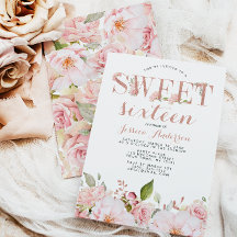 Rosen Gold Pink Floral 16 . Geburtstag