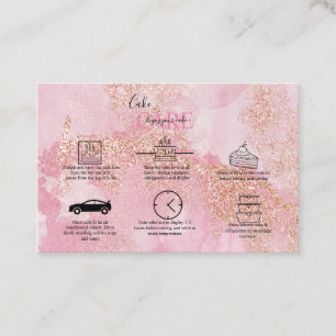 Rosen Gold Pink Glitzer Cake Care Visitenkarte