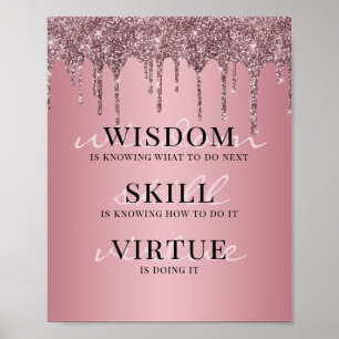 Rosen Gold Pink Glitzer Tropfen Motivierend Zitat Poster