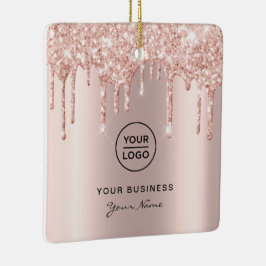 Rosen Gold Pink Glitzer Tropfen Weihnachten Keramikornament