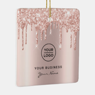 Rosen Gold Pink Glitzer Tropfen Weihnachten Keramikornament