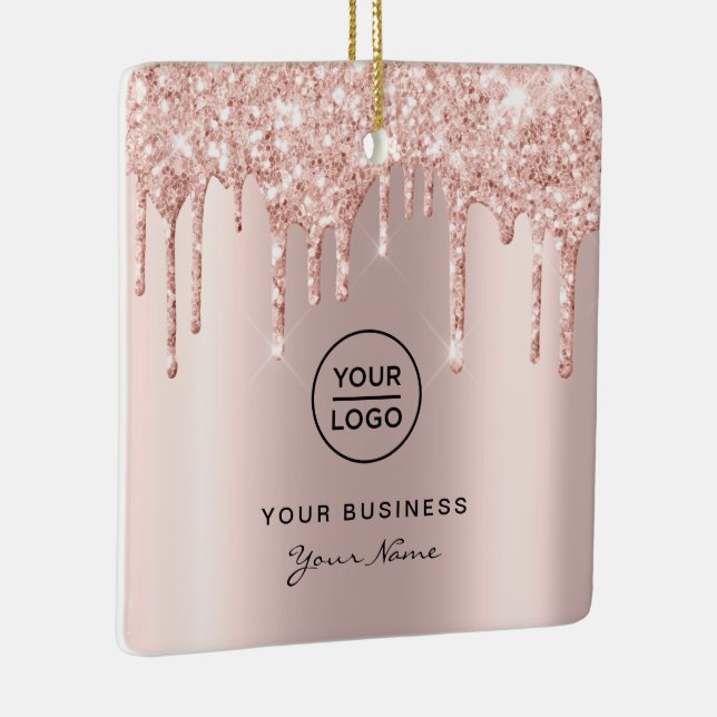 Rosen Gold Pink Glitzer Tropfen Weihnachten Keramikornament (Rechts)