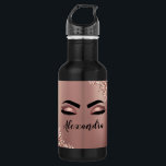 Rosen Gold Rosa Monogram Glitzer Eyelashes Edelstahlflasche<br><div class="desc">Rose Gold - Rosa Imitate Foil Metallic Sparkle Glitzer gebürstete Metal Monogram Name and Initial Eyelashes (Lashes),  Eyelash Extensions and Eyes Water Bottle. Das macht den perfekten 16 Geburtstag,  Hochzeit,  Brautparty,  Jubiläum,  Babydusche oder Junggeselinnen-Abschied Geschenk für jemanden,  der sein Zimmer im trendigen coolen Stil dekoriert.</div>