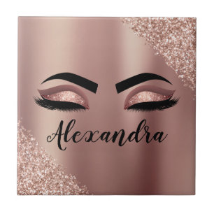 Rosen Gold Rosa Monogram Glitzer Eyelashes Fliese