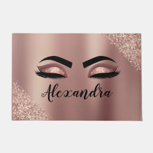 Rosen Gold Rosa Monogram Glitzer Eyelashes Fußmatte
