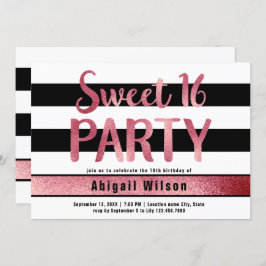 Rosen gold Schwarz-weiß 16 . Geburtstag Geburtstag Einladung