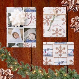 Rosen Gold Snowflake Weihnachtsfeiertag Ihre Fotos Geschenkpapier Set