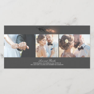 Rosen-Gold tauchte Feder-elegante Hochzeit ein Dankeskarte