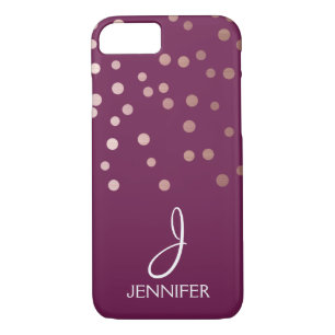 Rosen-Gold-und Burgunder-Folieconfetti-Monogramm Case-Mate iPhone Hülle