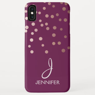 Rosen-Gold-und Burgunder-Folieconfetti-Monogramm Case-Mate iPhone Hülle