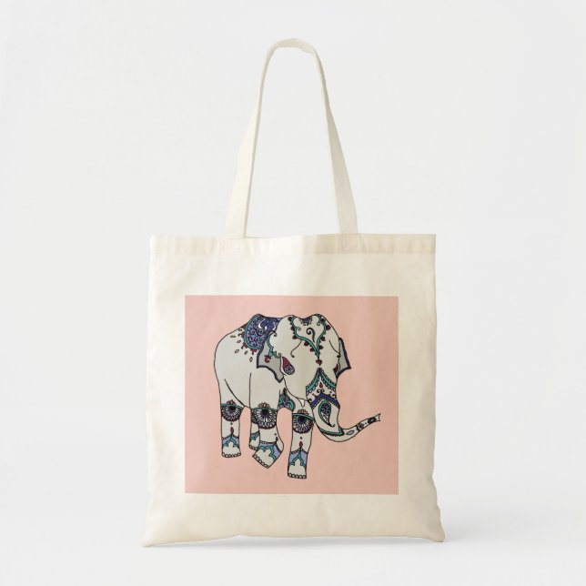 Rosen-Gold verschönerte Elefant-Tasche Tragetasche (Vorne)