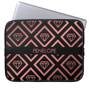 Rosen-Golddiamant-Muster Laptopschutzhülle