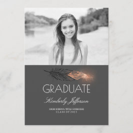 Rosen-Goldfeder-Glitzer-Foto-Abschluss-Party Einladung