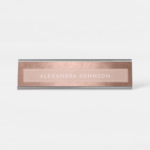 Rosen-Goldfolie   erröten die rosa moderne Folie Schreibtischnamensplakette