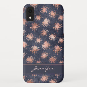 Rosen-Goldfolie - Marine-Blau-Muster - addieren Case-Mate iPhone Hülle