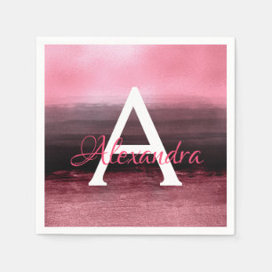 Rosen-Goldfolie Ombre Monogramm-Geburtstag Serviette