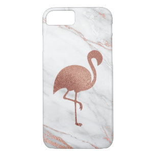 Rosen-Goldfolien-Flamingo auf rosa Marmormuster Case-Mate iPhone Hülle